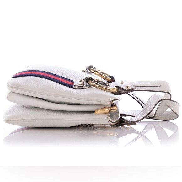 Tom Ford for Gucci Creamy White Leather Web Sherry Line Bamboo Tote Bag RARE - Picture 6 of 16